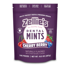 Zellie's 100% xylitol cherry berry mints pack shot for daily oral care