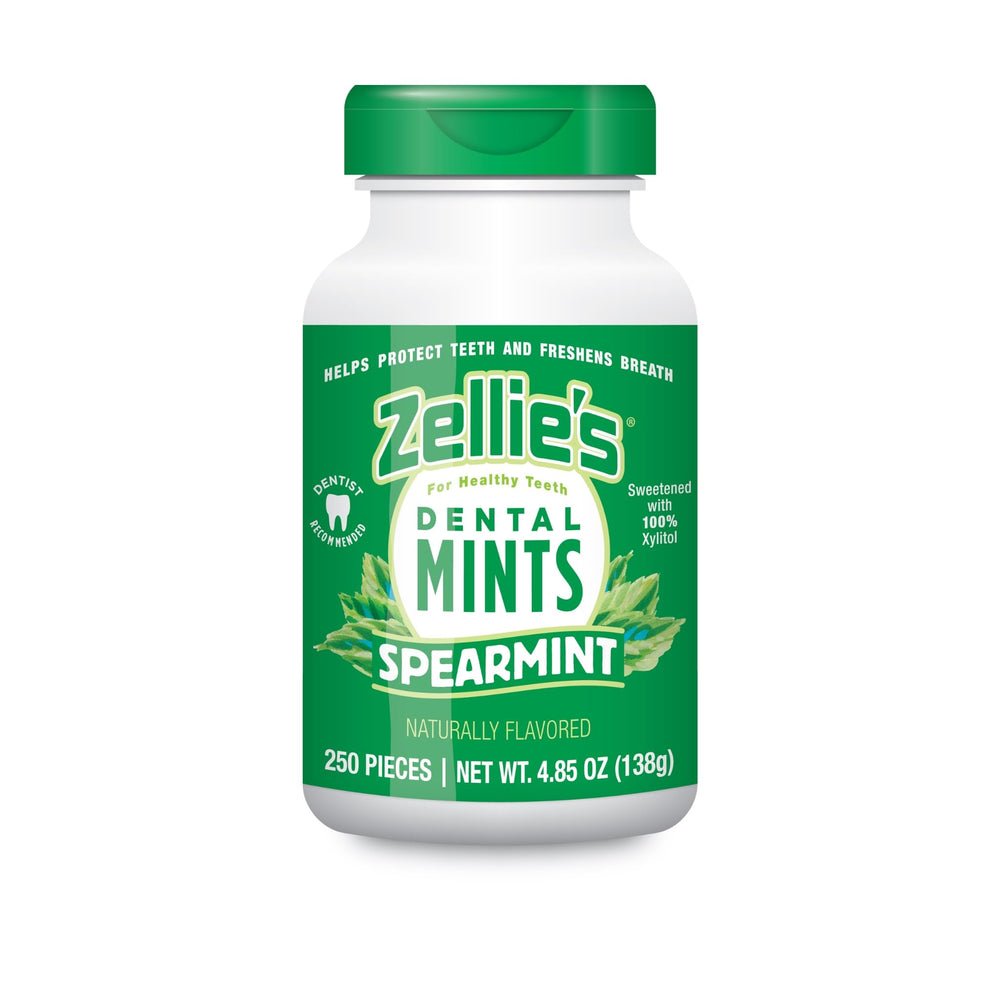 Zellie's 100% xylitol spearmint mints tin front for fresh breath