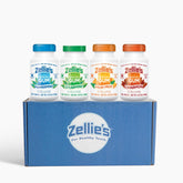 Zellie's peppermint gum gift set packaging shows four flavors for on-the-go freshness.