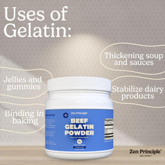 Zen Principle unflavored gelatin dissolving into hot liquid for thickening.