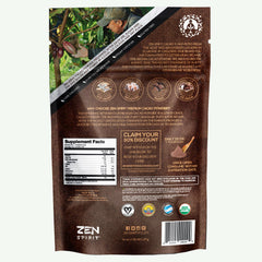 Zen Spirit Cacao Powder pour demonstrates easy mixing into drinks and smoothies.