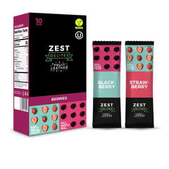 ZEST Delites apple-based fruit leather strip; real fruit on-the-go snack.