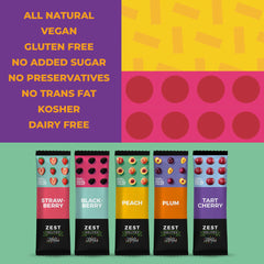 ZEST Delites peach fruit strip, convenient vegan snack with real fruit.