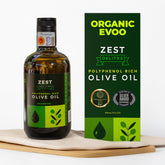 ZEST Delites Polyphenol Olive Oil bottle pour highlights antioxidant richness for salads