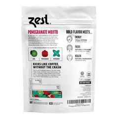 Close-up of ZEST Energy Green Tea bags highlighting natural ingredients.