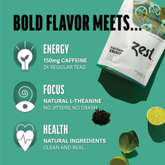 ZEST Energy Tea uses natural ingredients with zero sugar for a clean pick-me-up.