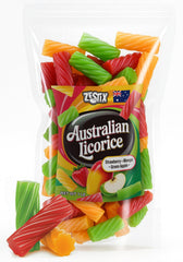 Zestix Australian Licorice Green Apple – a vibrant fruity chew for snacking and party displays.