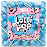 Zestix Cotton Candy Mini Lollipops in bright blue for bulk party packs.