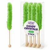 Zestix Green Rock Candy Sticks with green apple crystals for vibrant party decor.