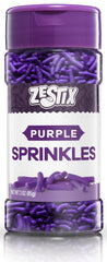 Zestix Purple Sprinkles 3oz bottle pour for clean, controlled decorating on treats.