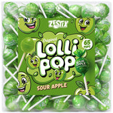 Zestix Sour Apple Mini Lollipops in bulk pack ready for parties