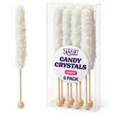 Zestix White Rock Candy Crystals tropical sticks ideal for elegant cocktail garnishes.