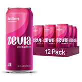 Zevia Black Cherry can front view, highlighting zero sugar refreshment.