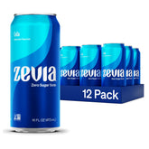 Zevia Cola 16 oz can close-up showing zero sugar and stevia sweetness