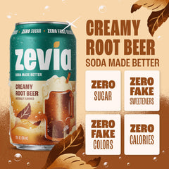 Zevia Creamy Root Beer glass being poured for a creamy texture