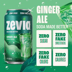 Zevia Ginger Ale glass with ice showing a bright, refreshing aroma.