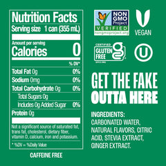Zevia Ginger Ale can label close-up, showcasing natural sweetening with stevia.