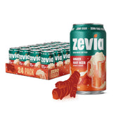 Zevia Ginger Root Beer can front shows zero-sugar sweetness from stevia.