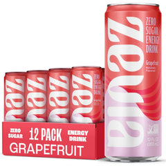 Zevia Grapefruit Energy can angled view offers a zero-sugar refreshment for busy days.