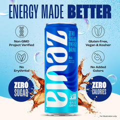 Zevia Kola Energy glass pour reveals a peppery finish.