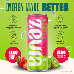 Zevia Strawberry Kiwi can with non-GMO verified and gluten-free ingredients.