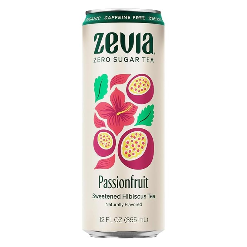 Zevia Organic Tea Refresher Pack front view showing six zero sugar flavors