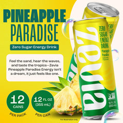 Zevia Pineapple Paradise can pour shows tropical aroma and caffeine lift.