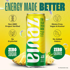 Zevia Pineapple Paradise 12-pack packshot showing convenient gluten-free vegan beverage.