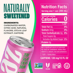 Zevia Watermelon Energy Can close-up, crisp taste and clean energy.