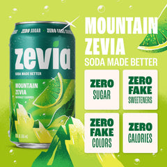 Zevia zesty lemon-lime serve in glass, crisp flavor with zero sugar