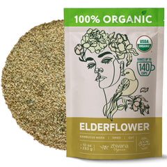 Zhivana Organics Elderflower Tea dried flowers for a soothing evening brew