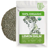 Zhivana Organics Lemon Balm Tea loose leaf close-up for a soothing evening ritual.