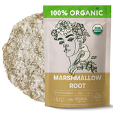 Zhivana Organics marshmallow root tea bottle pour offers soothing throat comfort and aroma