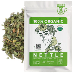 Zhivana Organics nettle leaf top image shows fresh leaves rich in nutrients for a gentle daily brew