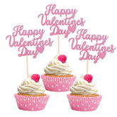 ZHUOWEISM Valentine cupcake topper glitter heart pink enhances festive cupcakes
