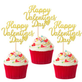 ZHUOWEISM Valentines Day glitter gold cupcake toppers add festive sparkle to desserts