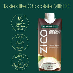 ZICO Chocolate Coconut Water added to a smoothie for natural electrolyte replenishment.