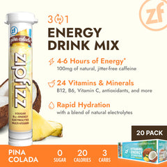 Zipfizz tropical flavor close-up highlighting pina colada profile.