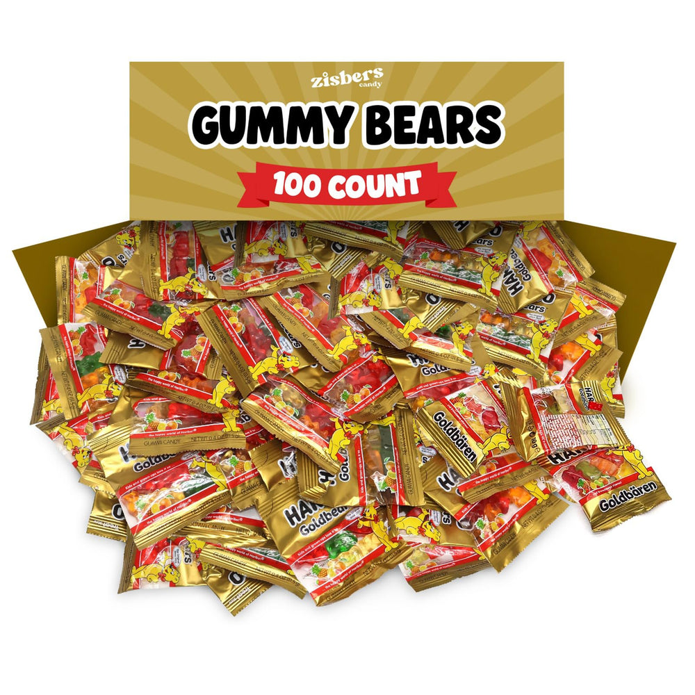 Zisbers bulk gummy bears in a 100-count pack, ideal for parties and gifting