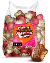 Zisbers Valentines milk chocolate peanut butter hearts in a bulk bag for party sharing