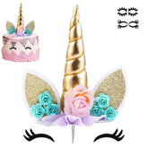 Zkptops Unicorn Cake Topper with gold horn on a cake for 12-inch desserts