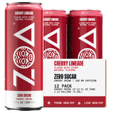 ZOA Cherry Limeade can front view highlighting sugar-free energy and electrolytes for active days.