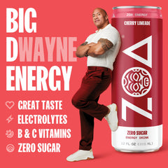 ZOA Cherry Limeade pours into a glass to show refreshing flavor and energy on the go.