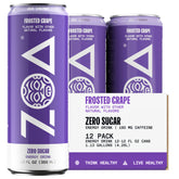 ZOA Frosted Grape can front, refreshing energy without sugar.
