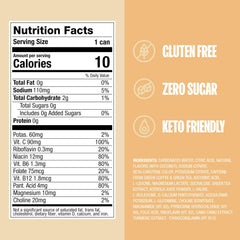 ZOA Pineapple Coconut can back label with sugar-free ingredients and electrolytes.