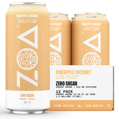 ZOA Pineapple Coconut energy can with natural caffeine for steady daily energy