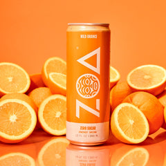 ZOA Wild Orange can closeup shows vitamin C support without sugar.