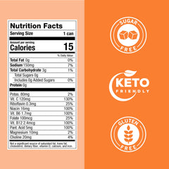 ZOA Wild Orange energy can side profile emphasizes gluten-free, keto-friendly formula.