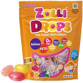Zolli Drops fruit flavor pack front, sugar-free and dentist-approved after-meal treat