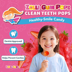 Close-up of Zollipops GUM Popz sugar-free formula and vibrant taste.